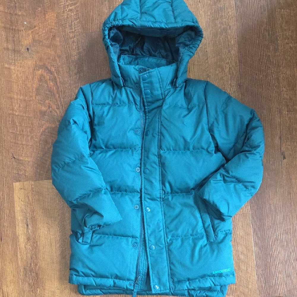 Lands' End Kids Blue Hooded Snow Puffer Coat